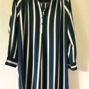 LOFT Striped Dress with Tie Sash